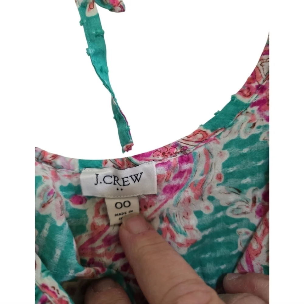 J. Crew Green Floral Swiss Dot Ruffle Tiered Midi Dress Cotton 00 - Picture 6 of 10